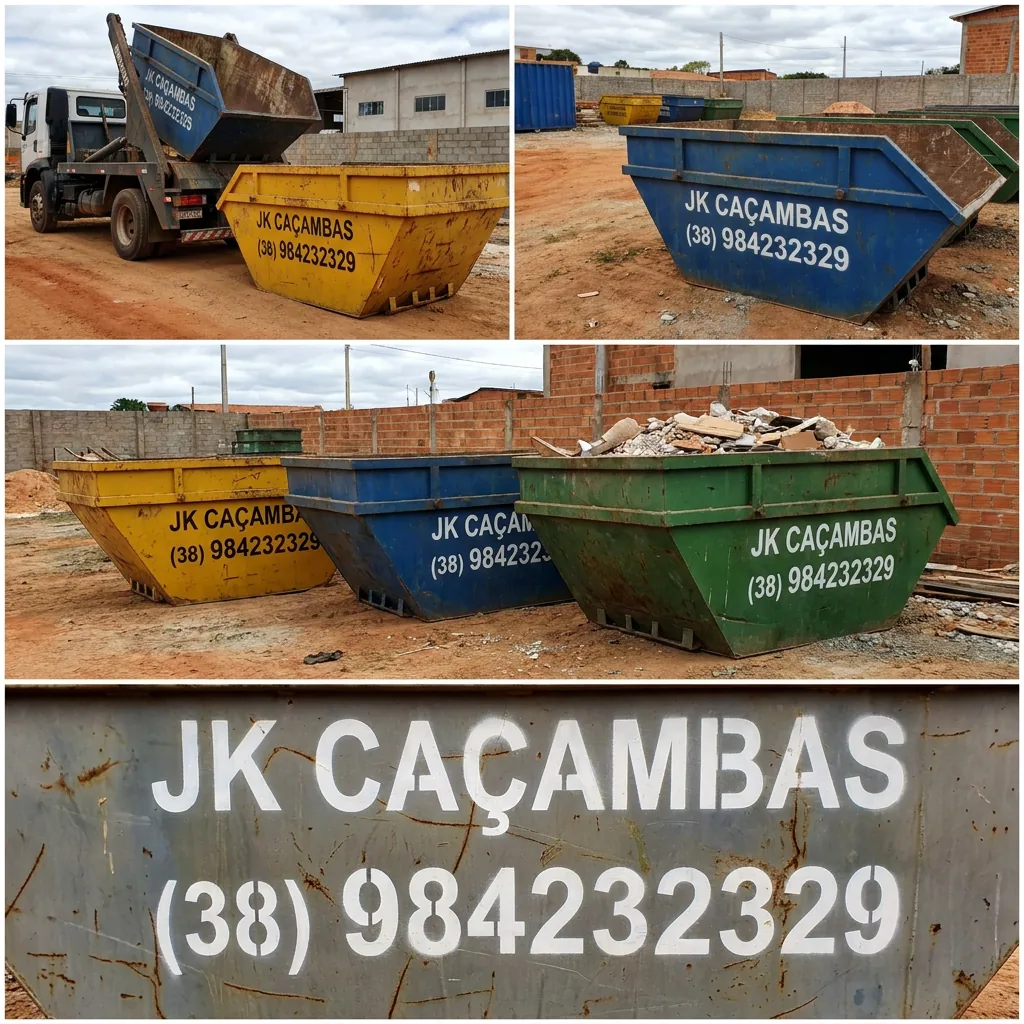 Caçambas estacionárias da JK Caçambas em obra